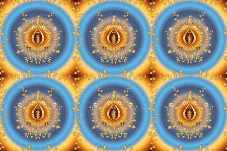 seamless pattern with golden vintage golden elementsの写真素材