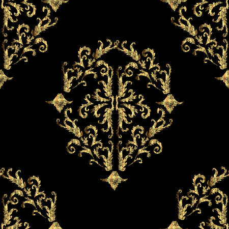Seamless pattern with interesting doodles on colorfil background. Raster illustration.