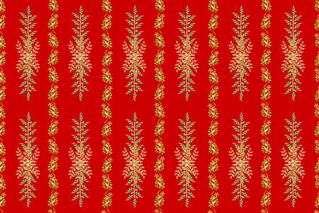 Seamless pattern with interesting doodles on colorfil background. Pano.の写真素材
