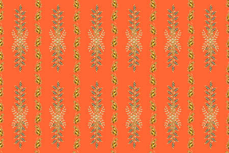 Seamless pattern with interesting doodles on colorfil background. Pano.の写真素材