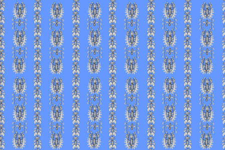 Seamless pattern with interesting doodles on colorfil background. Pano.の写真素材