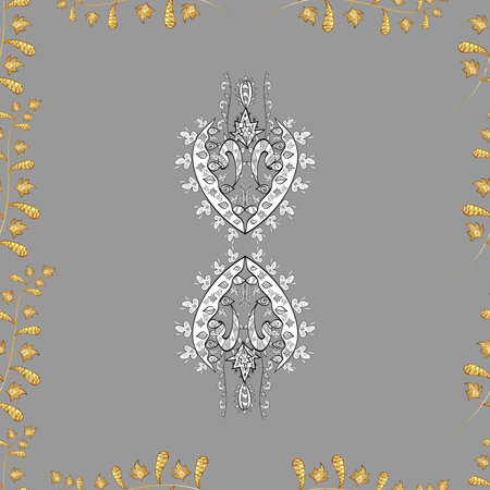 Seamless pattern with interesting doodles on colorfil background. Raster illustration.の写真素材
