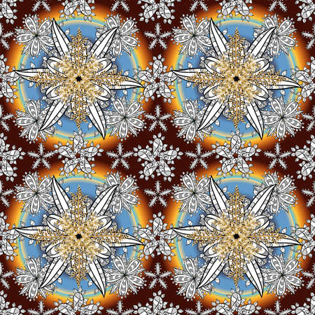 Seamless pattern with interesting doodles on colorfil background. Raster illustration.の写真素材