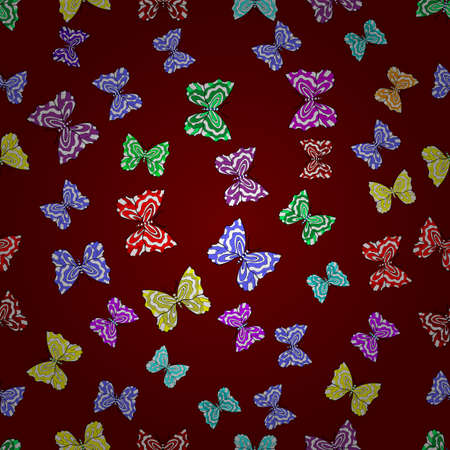 Seamless pattern with interesting doodles on colorfil background. Vector illustration. Butterflies.の写真素材
