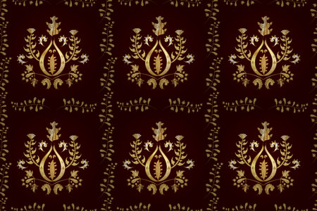 seamless pattern with golden vintage golden elementsの写真素材