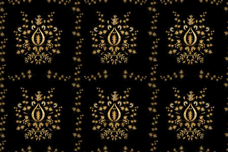 seamless pattern with golden vintage golden elementsの写真素材
