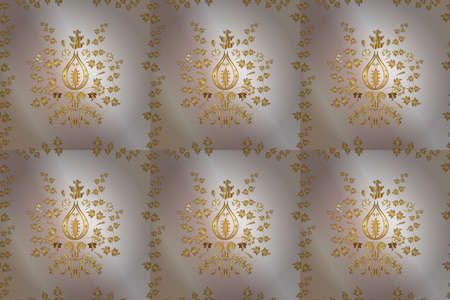 seamless pattern with golden vintage golden elementsの写真素材