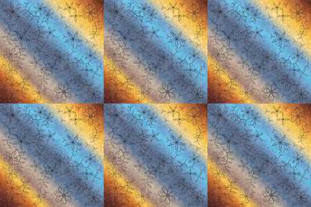 pattern with interesting doodles on colorfil background. Pano. Raster illustration.の写真素材