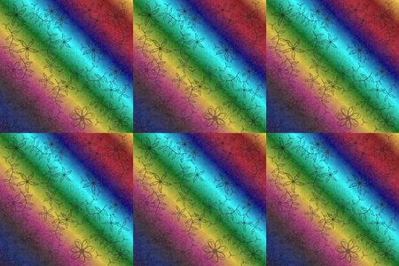 pattern with interesting doodles on colorfil background. Pano. Raster illustration.の写真素材