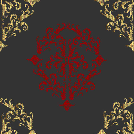 Seamless pattern with interesting doodles on colorfil background. Raster illustration.の写真素材