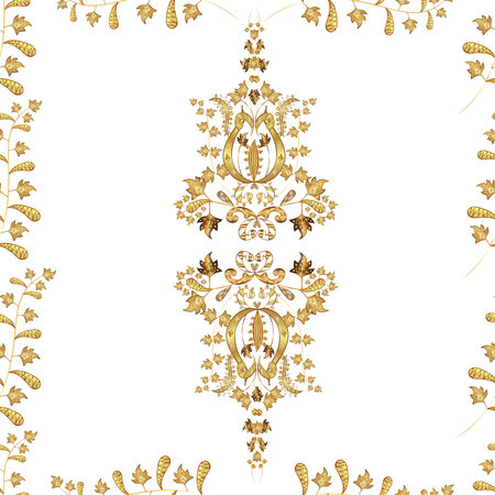 Seamless pattern with interesting doodles on white background. Vintage. Frame.の写真素材