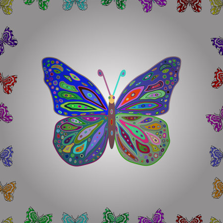 Seamless pattern with interesting doodles on colorfil background. Vector illustration.のイラスト素材