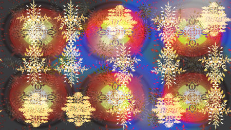 Cute abstract snowflake raster design on brown, gray and neutral colors. Flat snow doodle icons, snow flakes silhouette for Christmas banner, cards. New year snowflake.の写真素材