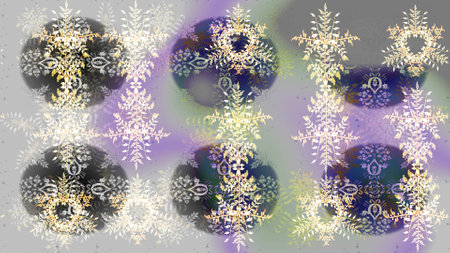 Sketch flowers pattern. Raster illustration. In asian textile style on neutral, gray and violet colors.の写真素材