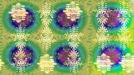 Abstract background with Floral Elements. Raster winter pattern. Design on green, blue and neutral colors. Raster illustration.の写真素材
