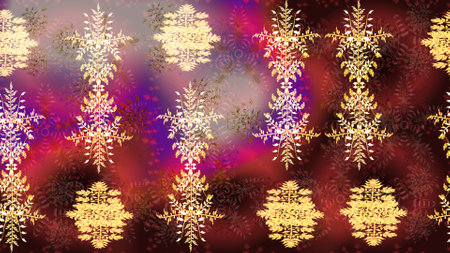 Different snowflake collection raster, winter elements on a brown, red and purple colors. Raster christmas abstract colorful background with cute snowflake.の写真素材