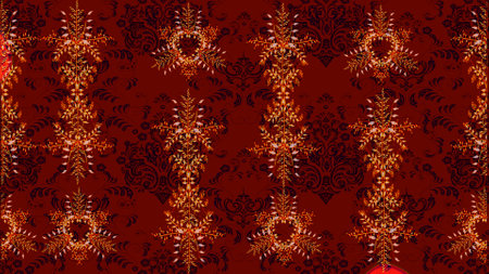 Christmas pattern with snowflakes abstract background. Red, black and brown snowflakes. Raster illustration. Holiday design for Christmas and New Year fashion prints.の写真素材