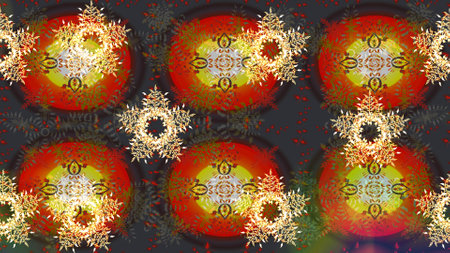 Snowflake winter isolated on gray, brown and red colors. Gray, brown and red icon silhouette. New Year sign. Symbol of celebration. Raster illustration. For Christmas design.の写真素材