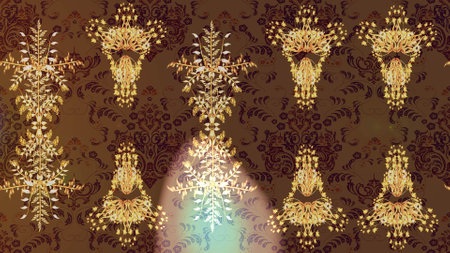 Sketch Floral Pattern in Raster illustration. Flowers on brown, beige and neutral colors.の写真素材