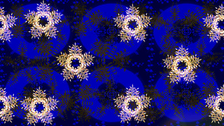 Snowflake winter isolated on blue, black and gray colors. For Christmas design. New Year sign. Symbol of celebration. Raster illustration. Blue, black and gray icon silhouette.の写真素材