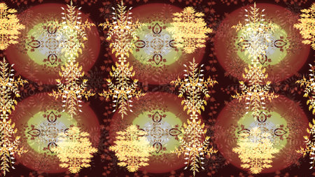 Snowflake mosaic icon. Silhouette snow flake sign isolated brown, neutral and yellow colors. Flat design. Symbol winter, frozen, Christmas, New Year holiday. Graphic element decoration. Raster design.の写真素材
