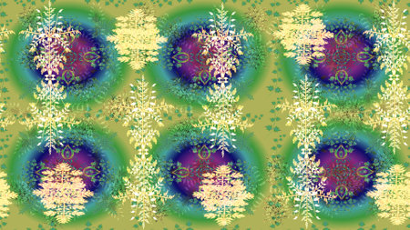 Snowflake winter isolated on green, blue and neutral colors. Green, blue and neutral icon silhouette. Raster illustration. For Christmas design. New Year sign. Symbol of celebration.の写真素材