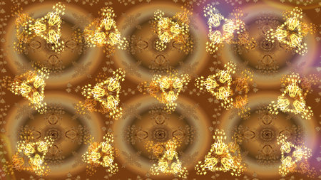 Abstract background with Floral Elements. Raster winter pattern. Design on brown, beige and yellow colors. Raster illustration.の写真素材