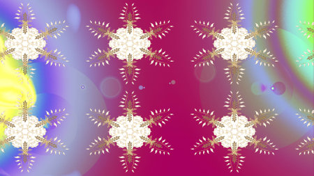 Fine winter ornament. Colorful snowflakes Raster illustration. Isolated of raster golden snowflake.の写真素材