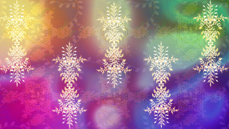 Raster illustration. Christmas background with snowflakes. Raster christmas abstract colorful background with cute snowflake. Winter abstract background.の写真素材