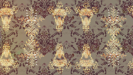Abstract ethnic raster sketch pattern. Tribal art boho print, vintage flower background. Background texture, wallpaper, floral theme in beige, brown and neutral colors.の写真素材