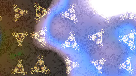 Raster illustration. Sketch flower pattern can be used for wallpaper. Flowers on blue, brown and...