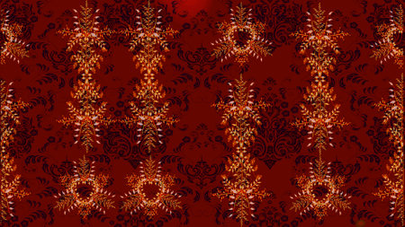 Crystal snowflake in red, black and brown colors. Raster illustration.の写真素材