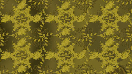 Scenic flower pattern. Floral composition, hand painted, delicate template. Top view, soft green, brown and yellow color style. Stylish invitation for valentines day and greeting card concept.の写真素材