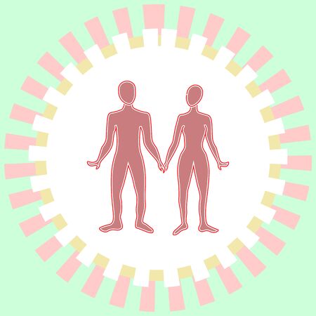 Handshake men and women in circle raysのイラスト素材