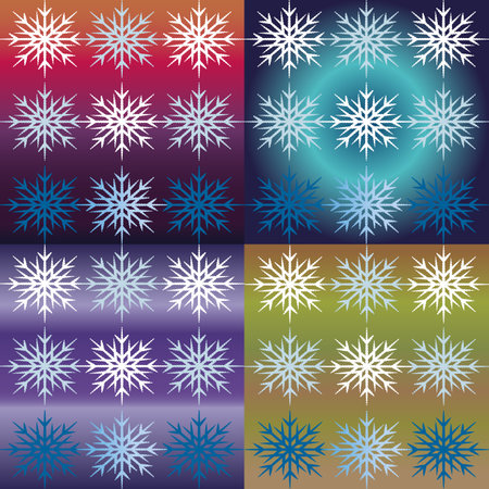 Four colors gradient pattern with snowflakes. Winter Blue Glamour Nordic Patterns, Christmas Scandinavian for Winter Holidays backgroundsのイラスト素材