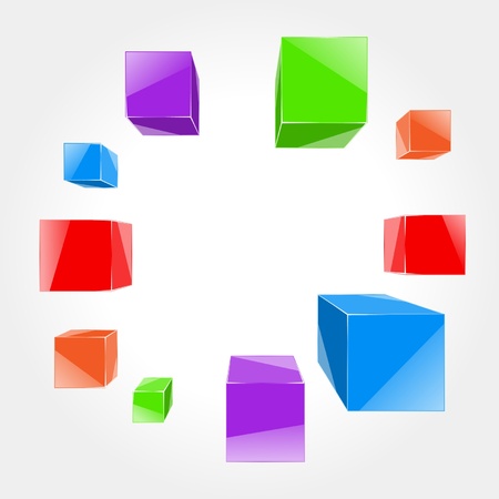colorful cubes flying out of the centerのイラスト素材