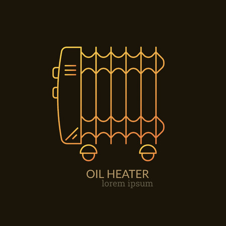 House Heating Single Logo. Illustration of Oil Heater made in trendy line style vector. Clean and Simple modern emblem for shop product or company. Perfect for your business.のイラスト素材