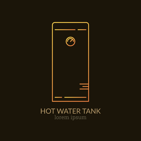 House Heating Single Logo. Illustration of Hot Water Tank made in trendy line style vector. Clean and Simple modern emblem for shop product or company. Perfect for your business.のイラスト素材