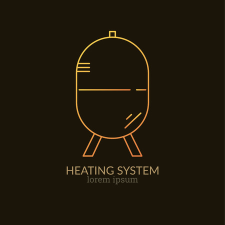 House Heating Single Logo. Illustration of Expansion Tank made in trendy line style vector. Clean and Simple modern emblem for shop product or company. Perfect for your business.のイラスト素材
