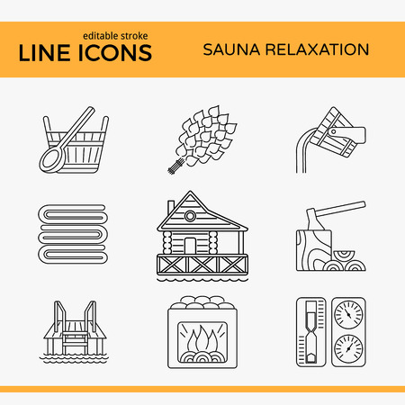 Sauna Theme Icon Setのイラスト素材