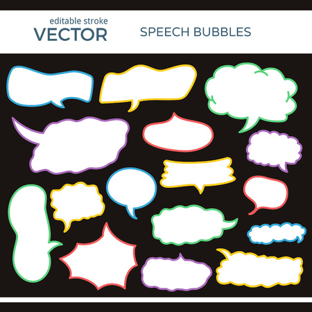 Sketched Speech Bubbles with Editable Strokeのイラスト素材
