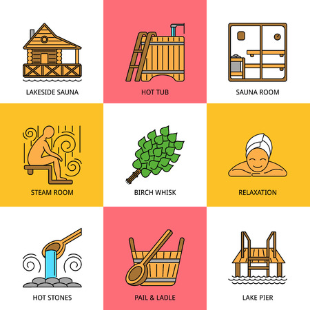 Sauna Theme Icon Setのイラスト素材