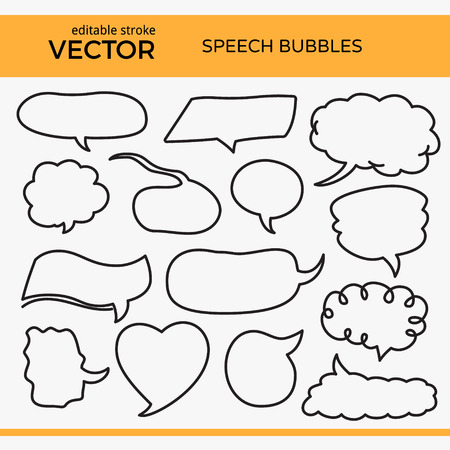Sketched Speech Bubbles with Editable Strokeのイラスト素材