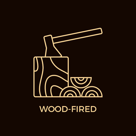 Modern Line Style Wood-Fired Logotype Template.のイラスト素材