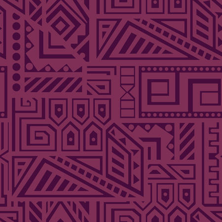 Creative Ethnic Style Square Seamless Pattern. Unique geometric vector swatch. Perfect for site backdrop, wrapping paper, wallpaper, textile and surface design. Trendy boho tile.のイラスト素材