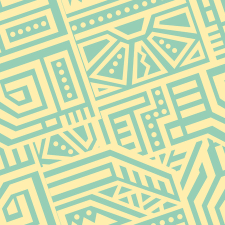 Creative Ethnic Style Square Seamless Pattern. Unique geometric vector swatch. Perfect for site backdrop, wrapping paper, wallpaper, textile and surface design. Trendy boho tile.のイラスト素材