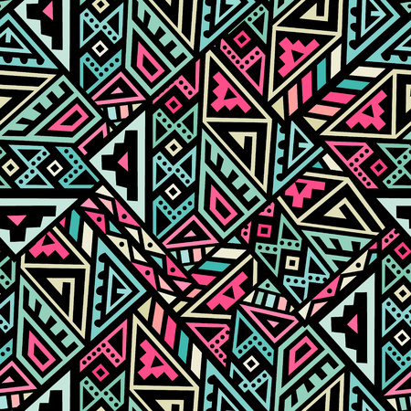 Abstract Vector Seamless Pattern in Ethnic Styleのイラスト素材