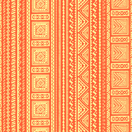 Vector Seamless Pattern in Ethnic style. Hand drawn stripe textile design. Boho fabric print.のイラスト素材
