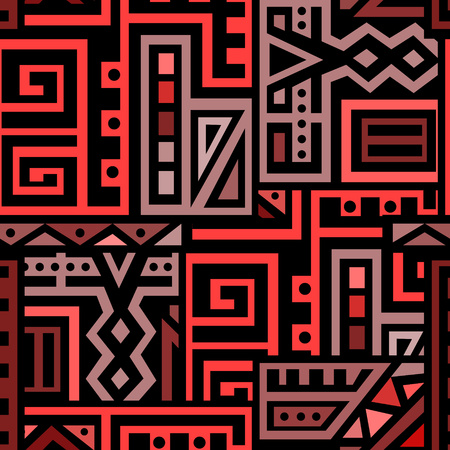 Creative Ethnic Style Square Seamless Pattern. Unique geometric vector swatch. Perfect for site backdrop, wrapping paper, wallpaper, textile and surface design. Trendy boho tile.のイラスト素材