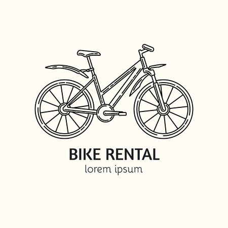 Unique outline style vector logotype template with bicycle.のイラスト素材